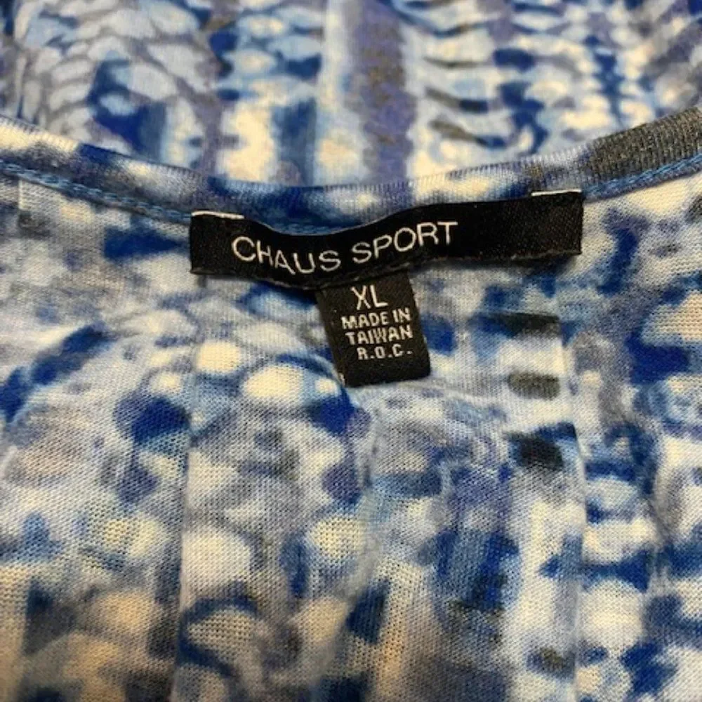 Chaus Sport Blue/White pleated front and back top, size XL - Picture 3 of 3